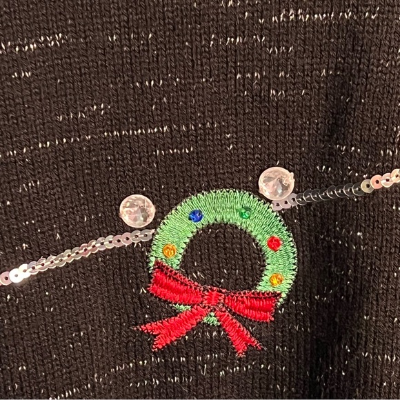 Karen Scott Black Sweater with Festive Accents size 3X - Picture 3 of 13